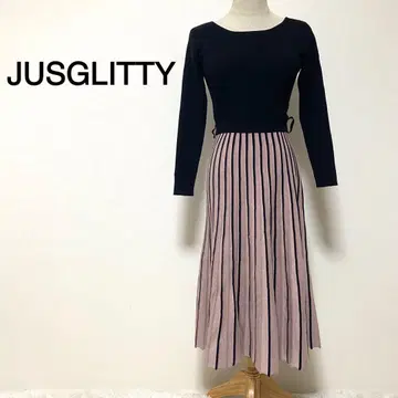 JUSGLITTY 절개 디자인 롱 니트 원피스