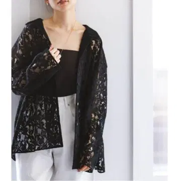 노블 보태니컬 레이스 오픈 카라 셔츠