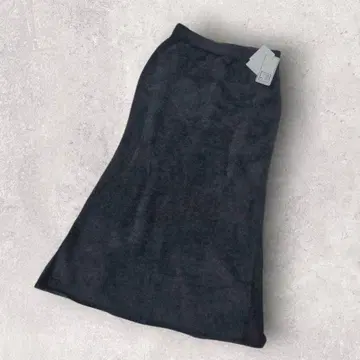 [ 새상품 ] 촉감 플리스풍 롱 스커트 L 다크 그레이 정전기 방지