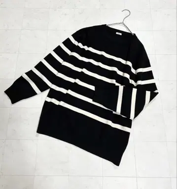 IENA 이에나 울 보더 니트 블랙 x 화이트