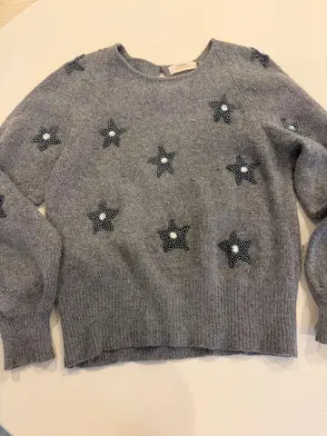 별 자수가 있는 그레이 스웨터