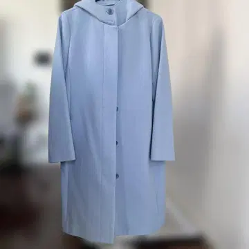 AMACA 아마카 후드 부착 라이트 블루 울 코트