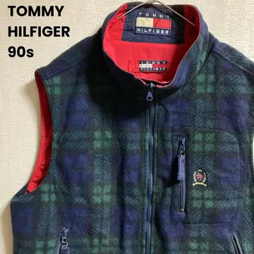 90s TOMMY HILFIGER 리버서블 플리스 베스트 나일론