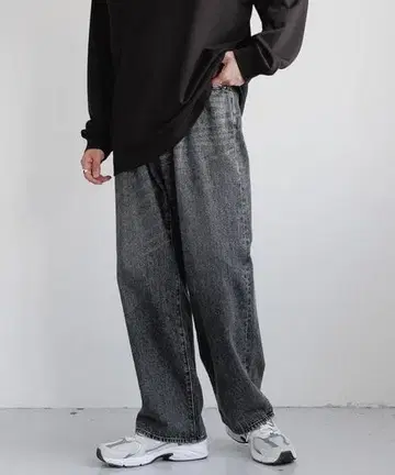 RAGEBLUE 루즈핏 데님 배기 팬츠 그레이