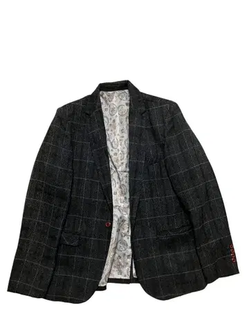 그레이 계열 체크 테일러드 자켓