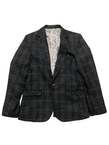 그레이 계열 체크 테일러드 자켓