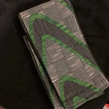 요네자와 수직 격자 및 산 패턴 리버서블 반폭 오비