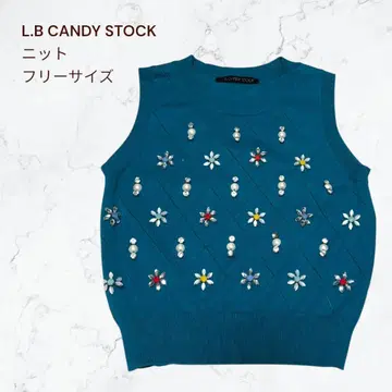 L.B CANDY STOCK 릴리 브라운 모티브 비쥬 슬리브리스 니트