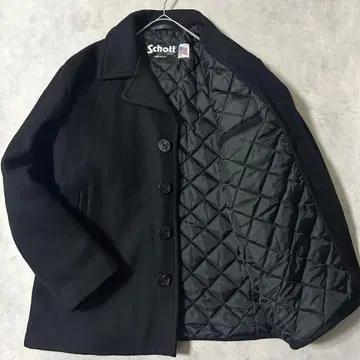 새상품급 샷 멜톤 울 피코트 42 XL 미국제 싱글 블랙