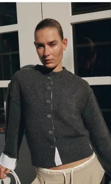 ZARA 콤비 니트 가디건 S 사이즈