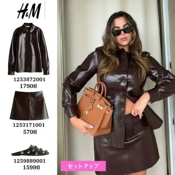 즉시 완판템 2024AW H&M 코팅 스커트 셋업 XS