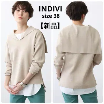 [ 새상품 ] INDIVI 인디비 세일러 카라 니트 풀오버 (세탁 가능)