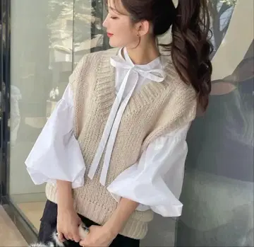 [ 미사용 ] HYEON 니트 베스트 베이지 헤 zara