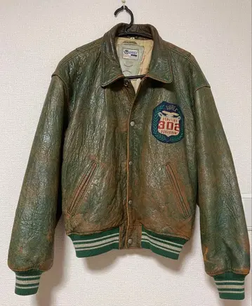 AVIREX 그린 가죽 자켓 302 스카우팅 부대