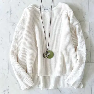 새상품급 네미카 튤 레이스 사용 스웨터 크루넥 니트 빅 사이즈