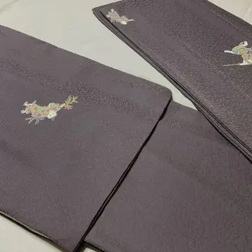 순수 실크 코몬 이중 기모노 남색 비둘기 깃털 색상 동자 패턴