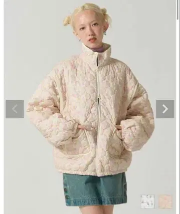 TINA:JOJUN 꽃무늬 퀼팅 코트 크림