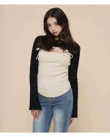 andmary Bebe ribbon set tops black