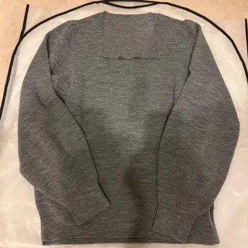 드로어 울 캐시미어 와플 니트 터틀넥 그레이 1