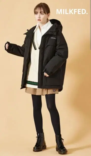MILKFED. 블랙 후드 부착 자켓