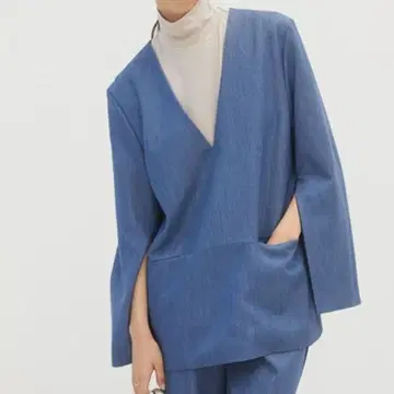 새상품급 랑데부 상의 자켓 풀오버 블루 롱 긴팔 H3