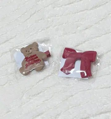 젤라또피케 홀리데이 팝업 캡슐 토이 헤어 클립 곰 리본