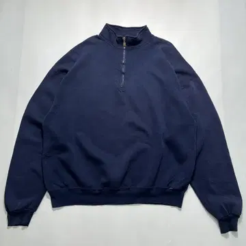 90s 러셀 하프 지퍼 맨투맨 2XL 네이비 무지 플레인 7128