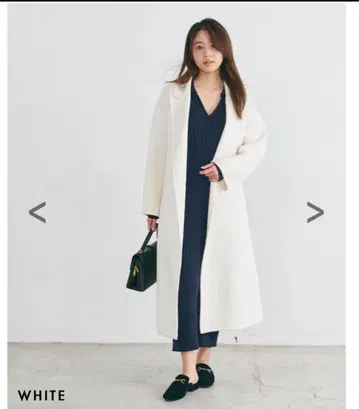 [ 새상품 미사용 ] 울 리버 롱 코트 아이보리 F 사이즈