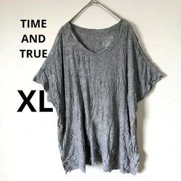 TIME AND TRUE [ XL ] 그레이 V넥 티셔츠 넉넉한