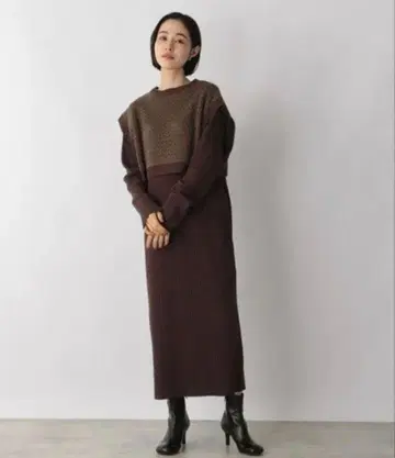 패턴 니트 베스트 2P 원피스 로리즈팜 니트 원피스