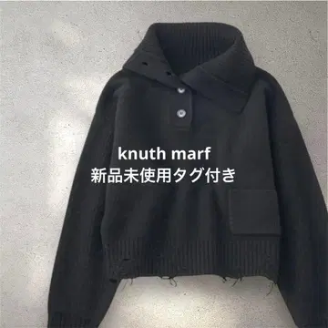 knuth marf/buttoned high-neck knit/black