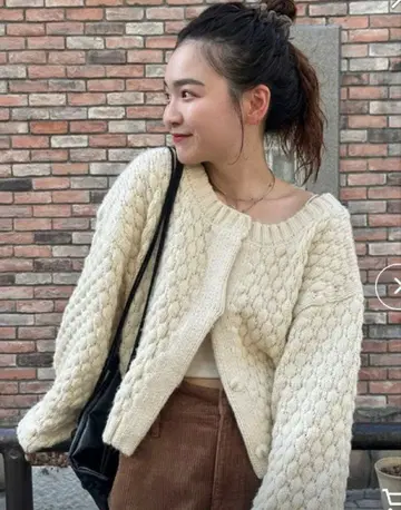 [택 포함 새상품] mystic 포코포코 니트 가디건 아이보리