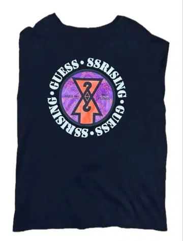 새상품급 게스 롱T 프론트&백 프린트 블랙