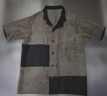 알로하 셔츠 (조수진물기의 그림) 베이지와 브라운 반팔