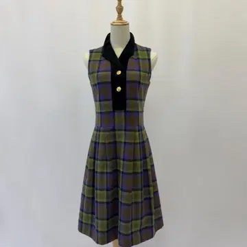 [ York land ] 요크랜드 슬리브리스 무릎 기장 원피스 체크 무늬