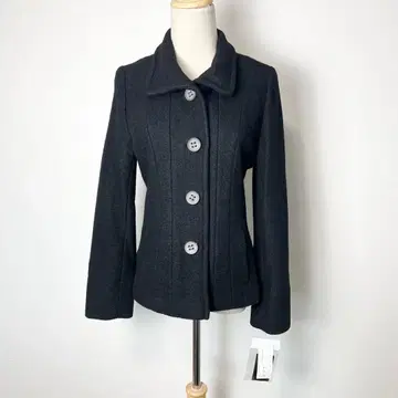 새상품 SPR 블랙 울 숏코트 페플럼 스탠드 카라 M