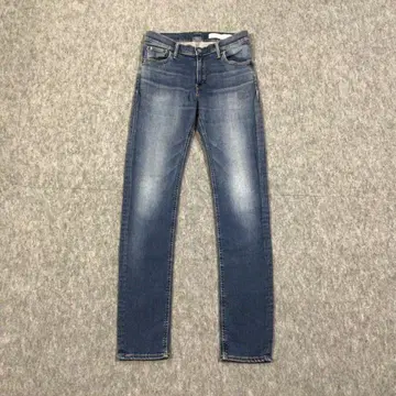 빅 존 스키니 데님 팬츠 블루 코튼 소가죽 여성용 아메카지