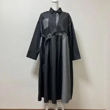 데님풍 디자인 롱 원피스 블랙 그레이 내추럴 가을 겨울