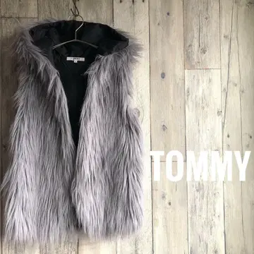 TOMMY 퍼 베스트 Y2K 헤이세이 갸루 그런지 인조 모피 00s