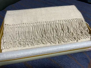 아이보리 프린지 무릎담요 캐시미어 100% 미사용 새상품
