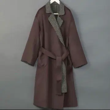 6 roku 리버서블 롱 가운 코트 체크 사이즈 36