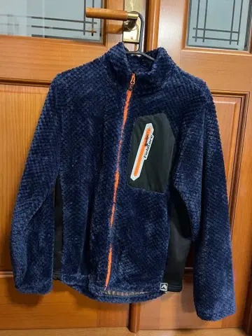 네이비 플리스 자켓 오렌지 지퍼