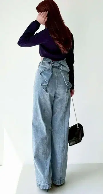 리젝시 백리본 데님 팬츠