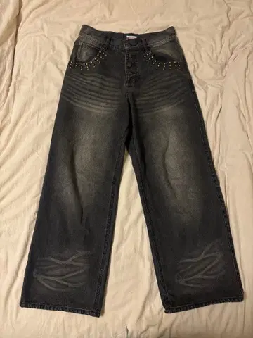 BADWAY grunde studs wide denim 그레이 M