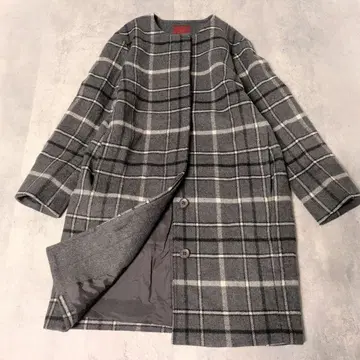 아마카 울 코트 노카라 체크 무늬 이탈리아 원단 삼양상회 비익 겉옷