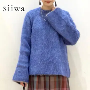 siiwa 알파카 혼방 와이드 슬리브 풀오버 블루 시이와 도어즈