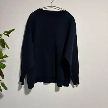 라운지 드레스 네이비 드롭 숄더 긴팔 니트