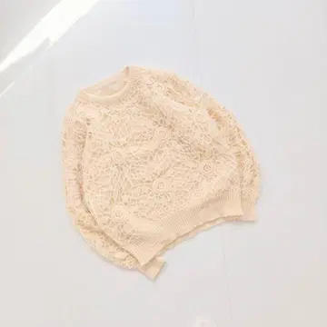 꽃무늬 모헤어 느낌 폭신폭신 니트 아이보리 시스루 짜임 C4