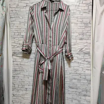 DAKS 스트라이프 셔츠 원피스 긴팔