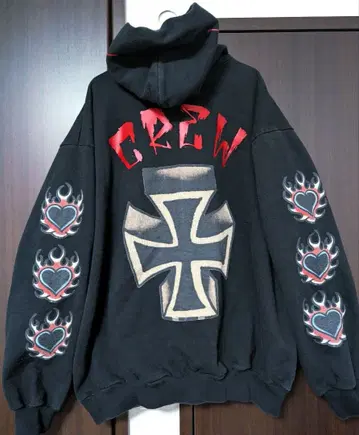 CREW 십자가 디자인 플리스 후드티 cvtvlist Ed hardly